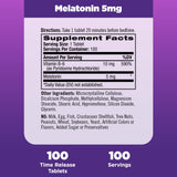 Natrol Time-Release Melatonin 5 mg Tablets side view with label