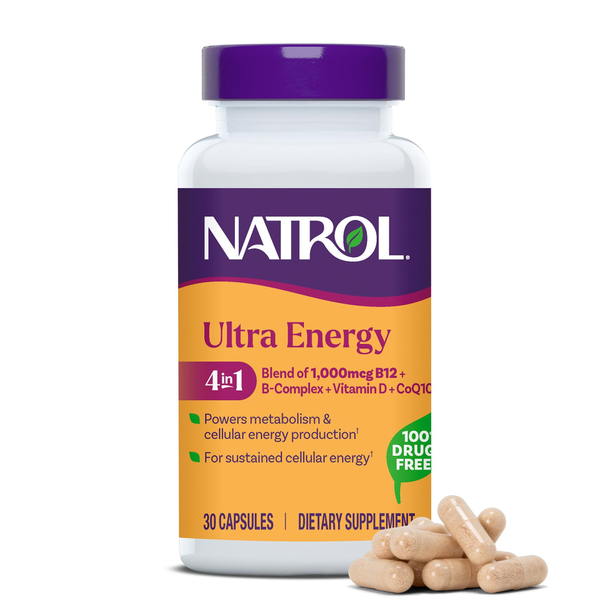 Natrol Ultra Energy 4-in-1 Capsules front view with packaging