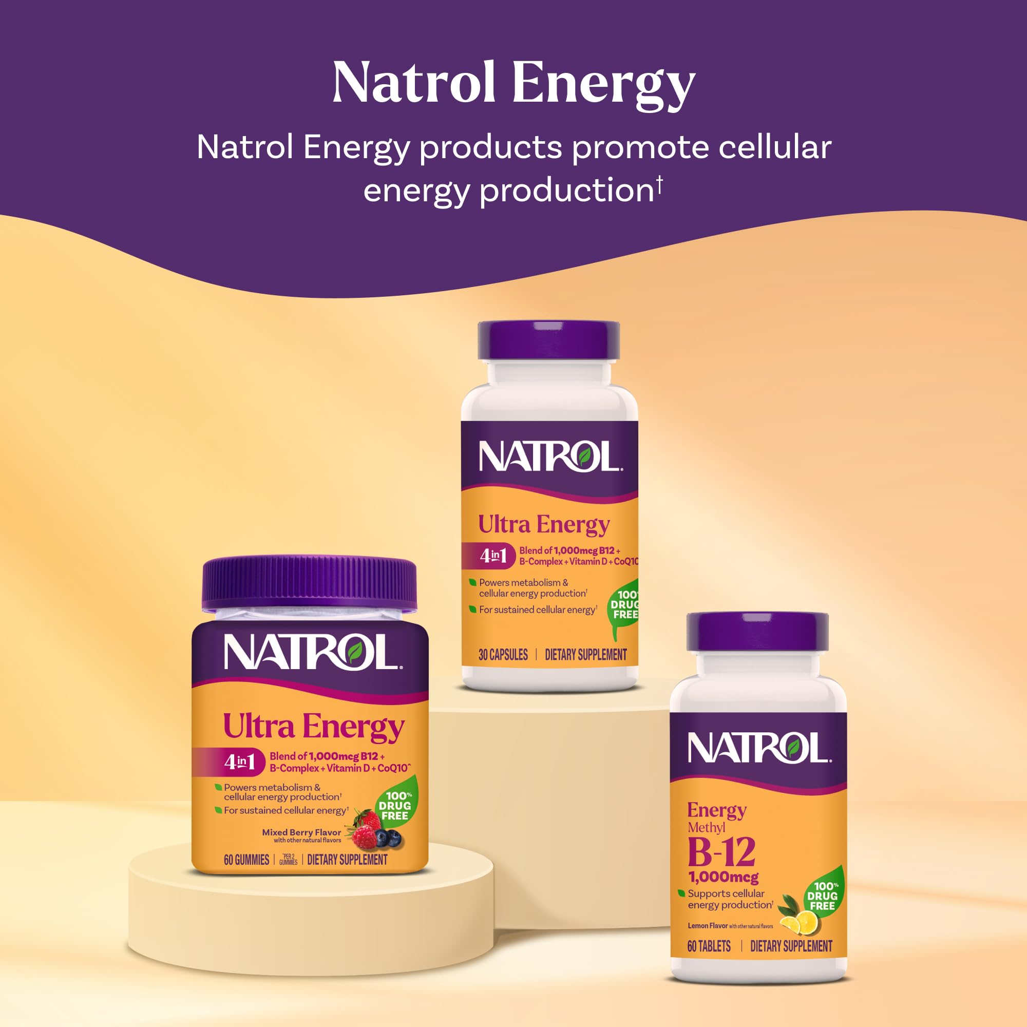 Natrol Ultra Energy 4-in-1 Capsules with a measuring spoon