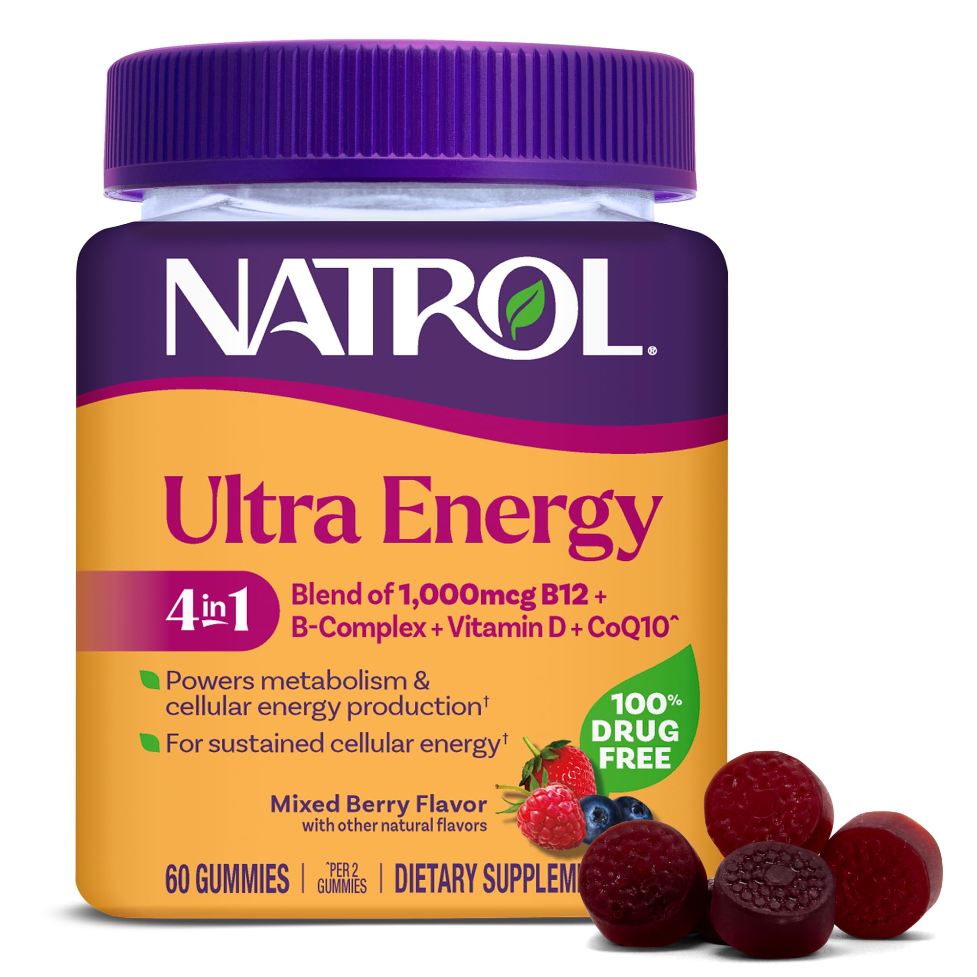 Natrol Ultra Energy Gummies front view, 1000 mcg B12