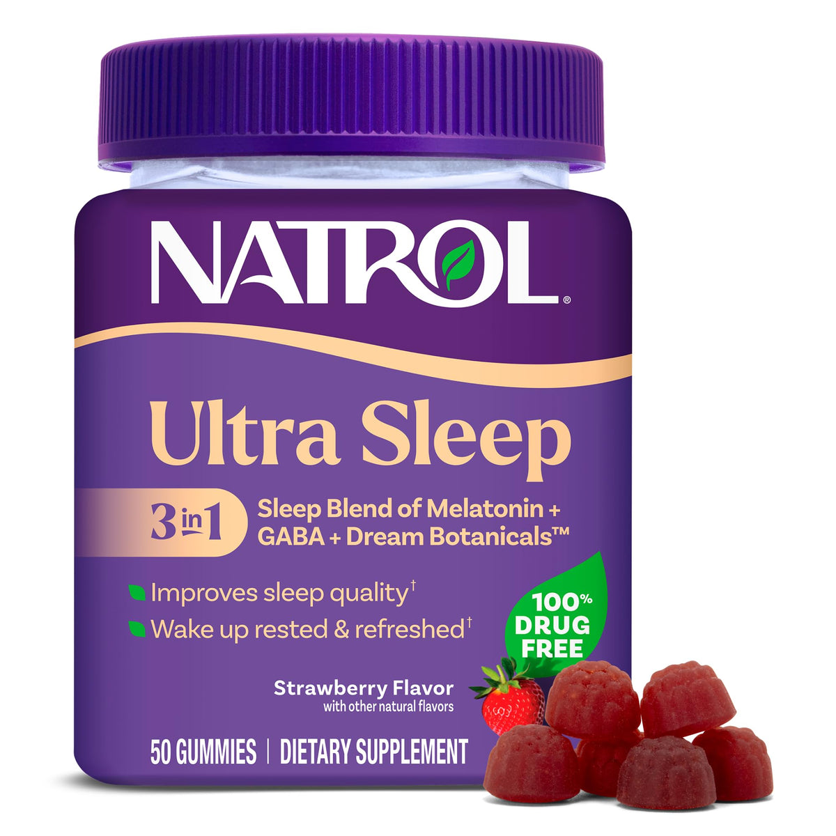Natrol Ultra Sleep Gummies front view with packaging