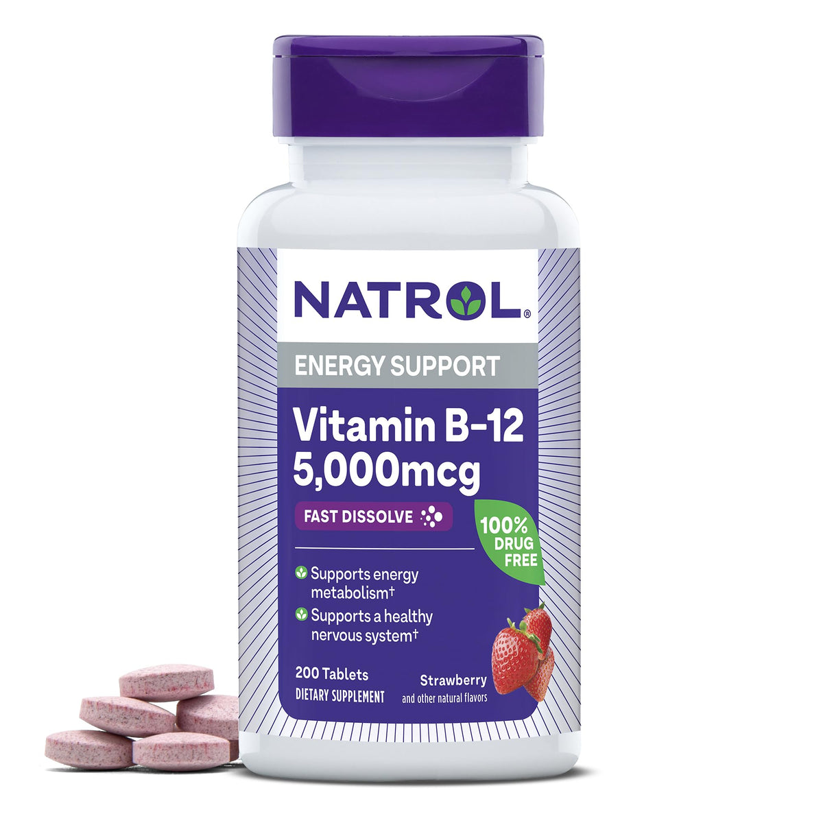 Natrol Vitamin B12 Fast Dissolve 5000mcg Tablets front view