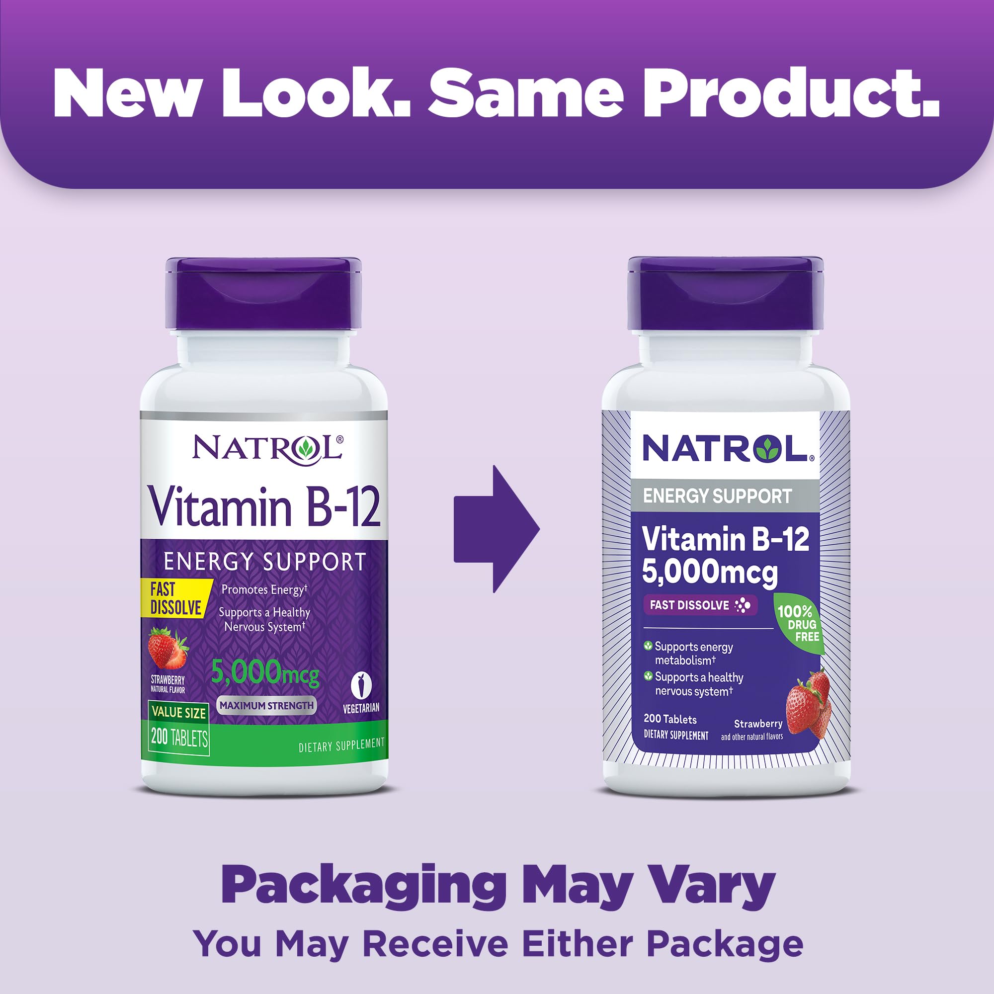 Natrol Vitamin B12 Fast Dissolve 5000mcg Tablets packaging