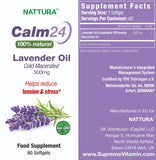 Nattura Calm24 Lavender Oil Softgels back view with ingredient list
