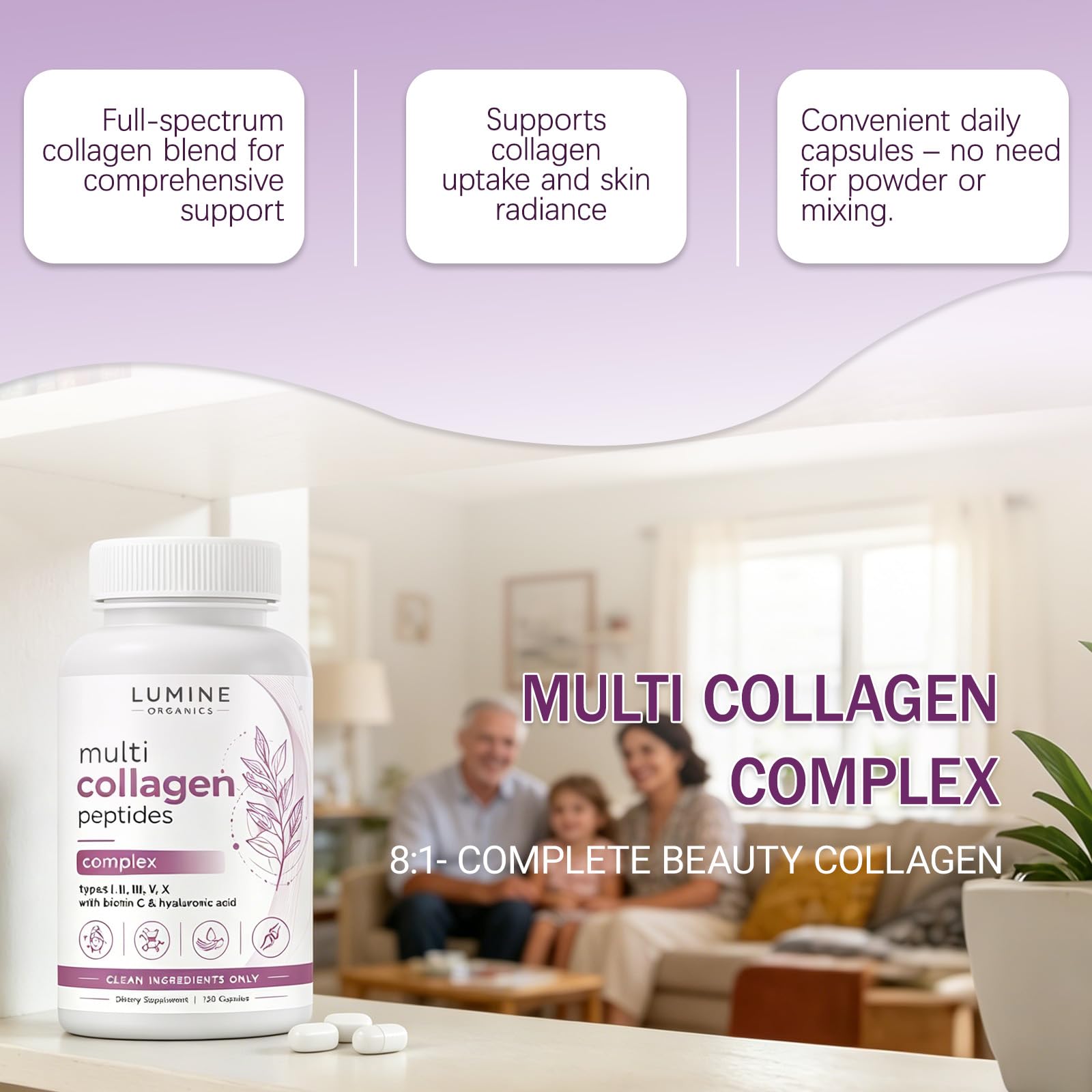 Natura Derm Collagen Capsules in hand for size comparison