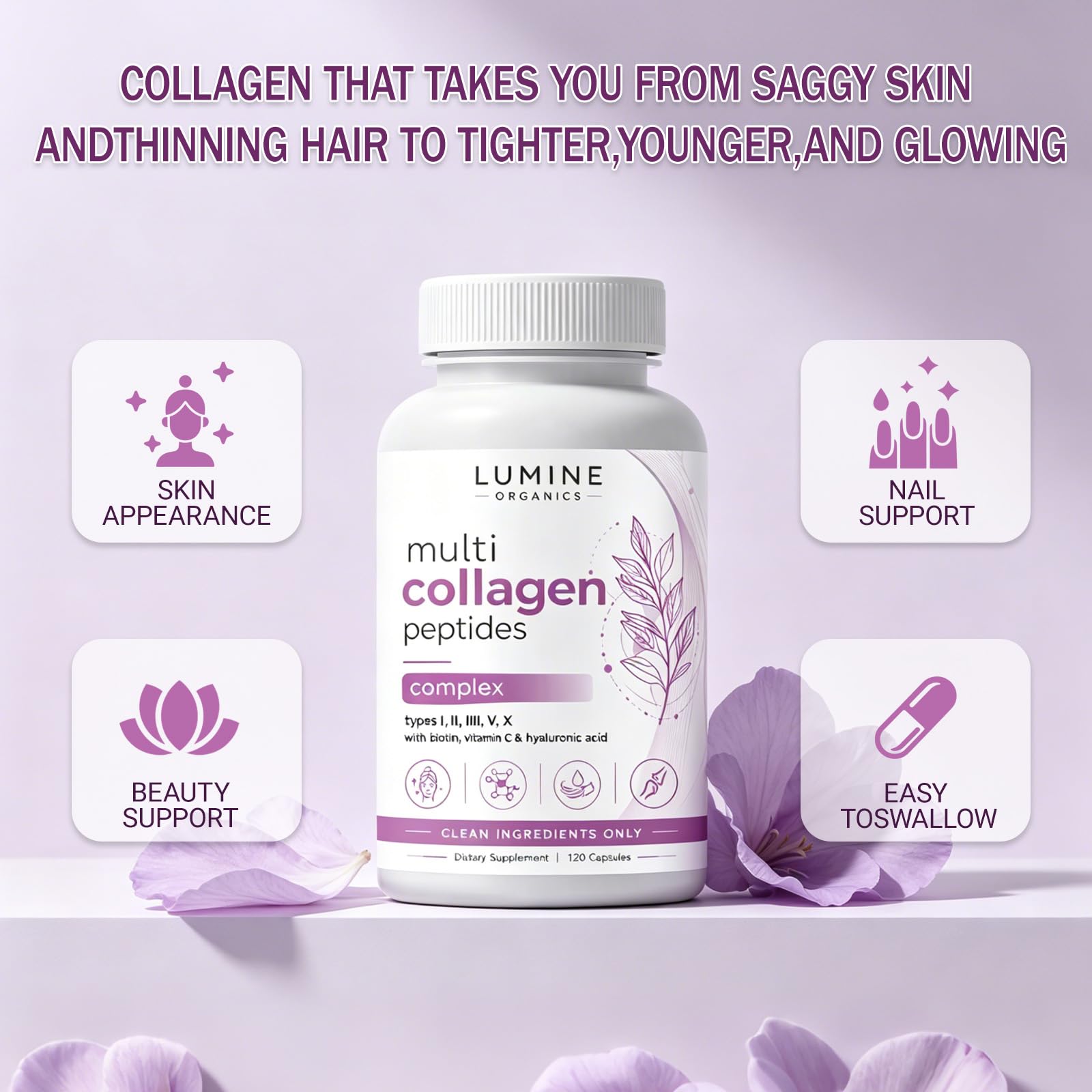 Natura Derm Collagen Capsules side view showing capsule size