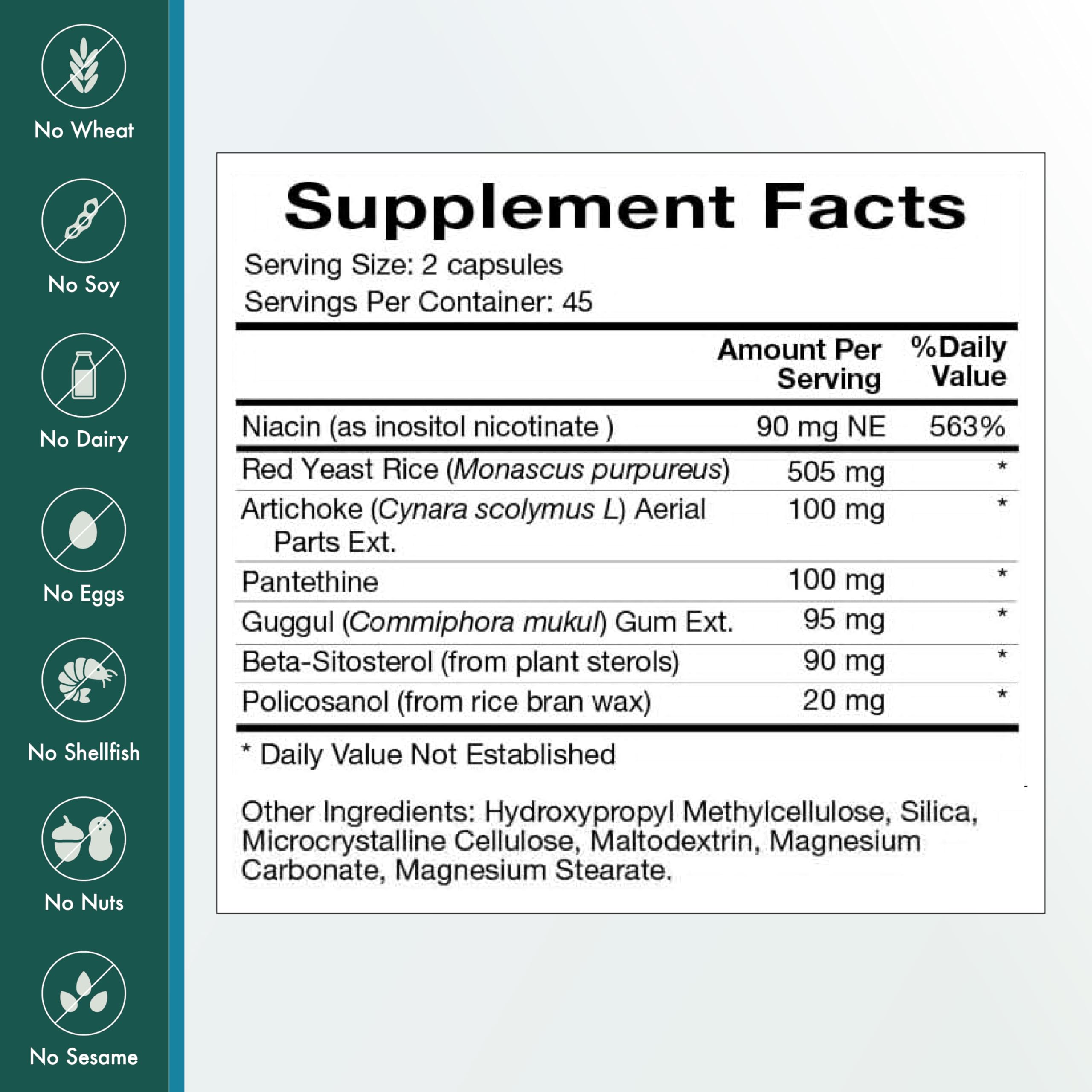 Natura Health Products Cho-Less Red Yeast Rice 120 Capsules with two capsules on a table
