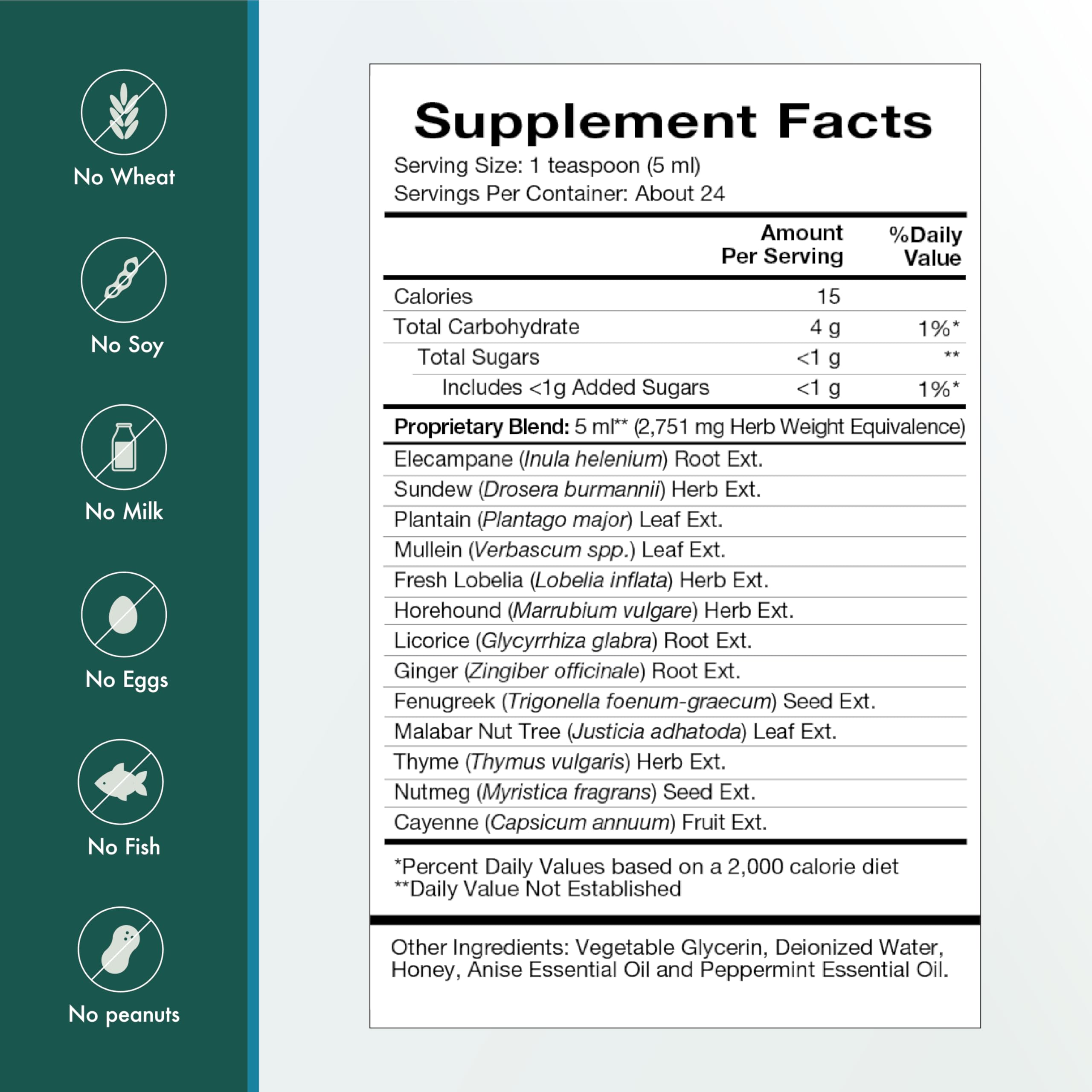 Natura Health Products Lung & Bronchial Tonic ingredients list
