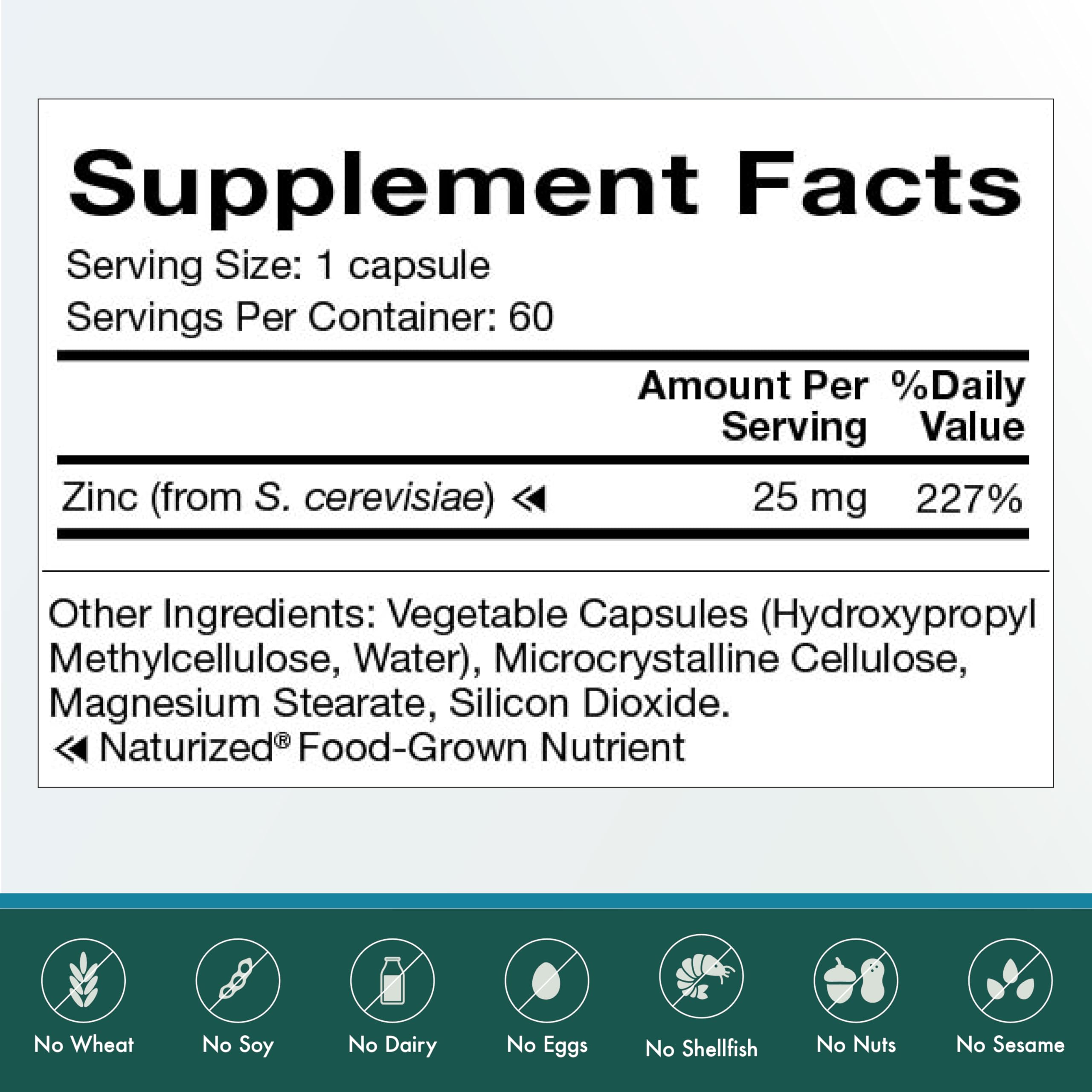 Natura Health Products Naturized Zinc ingredients list