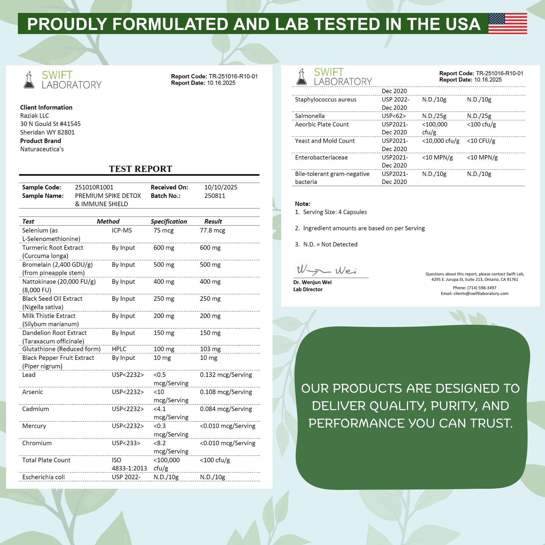 Naturaceutica's Advanced Wellness Formula side view showing capsule details