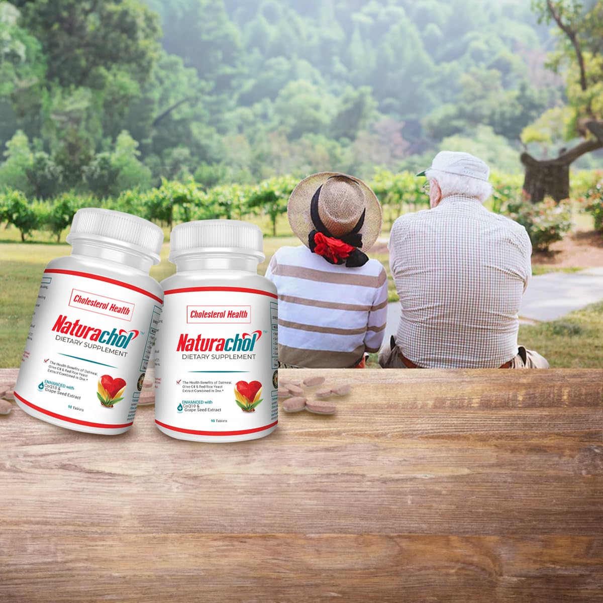 Naturachol Advanced Cholesterol Support Formula vegan tablets displayed