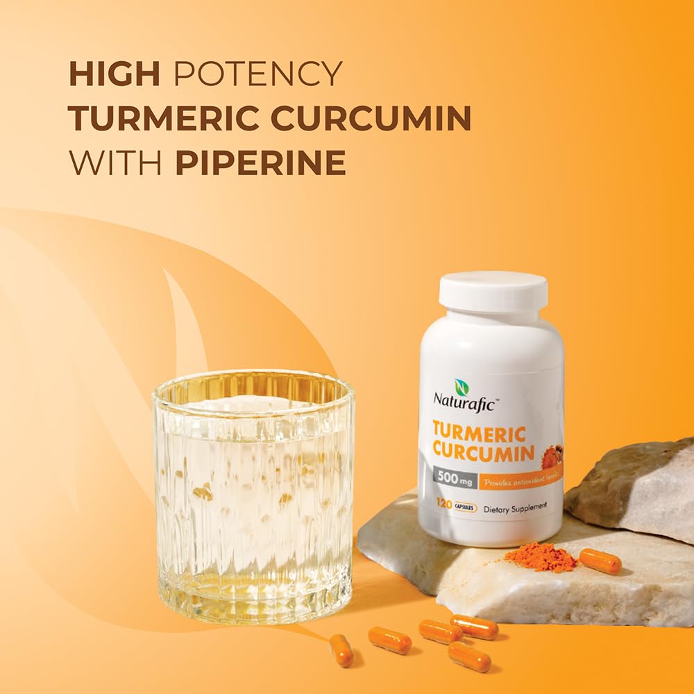 Naturafic Turmeric Curcumin Capsules 500mg bottle with label