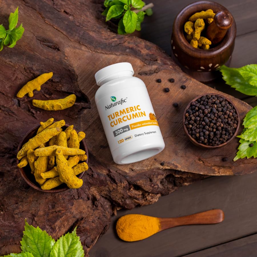 Naturafic Turmeric Curcumin Capsules 500mg side view
