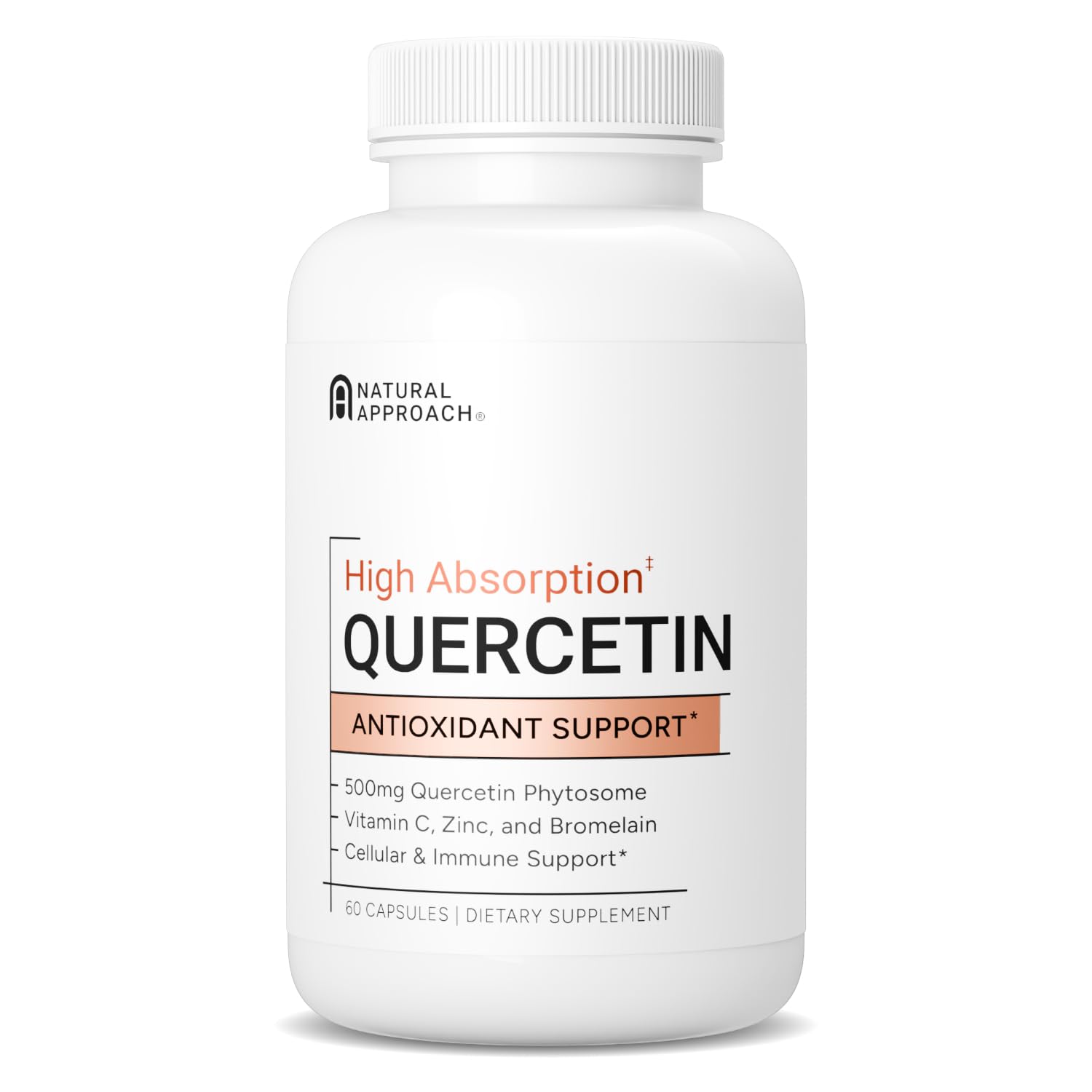 Natural Approach Quercetin 500mg supplement front view