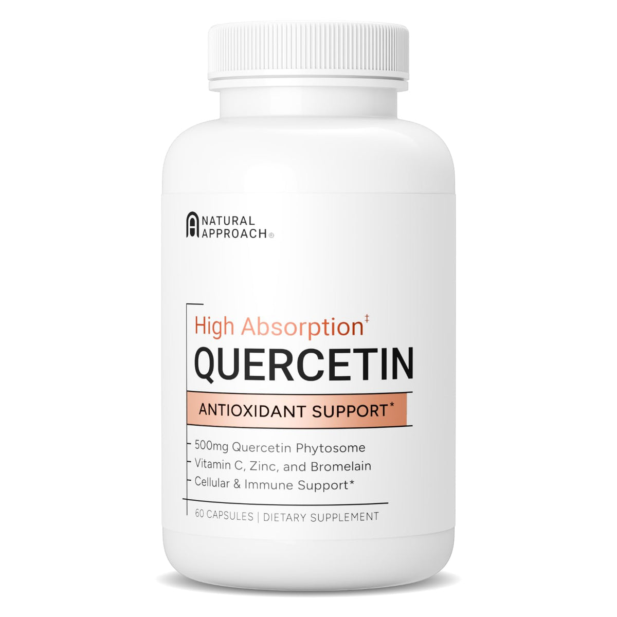 Natural Approach Quercetin 500mg supplement front view