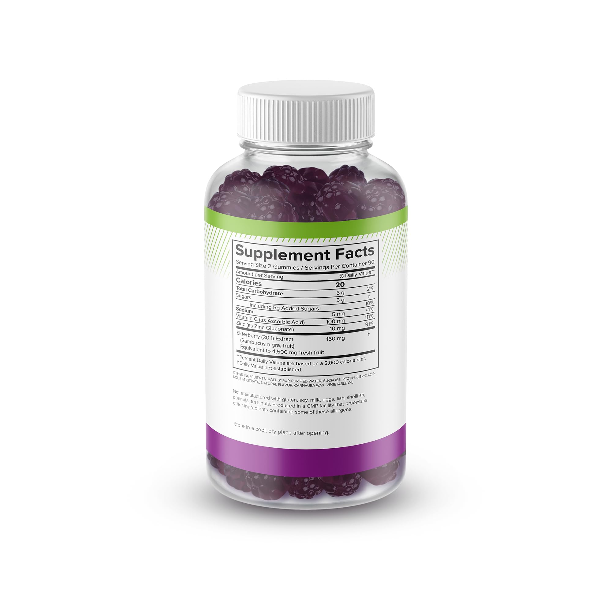 Natural BioScience Elderberry Gummies displayed with fresh elderberries