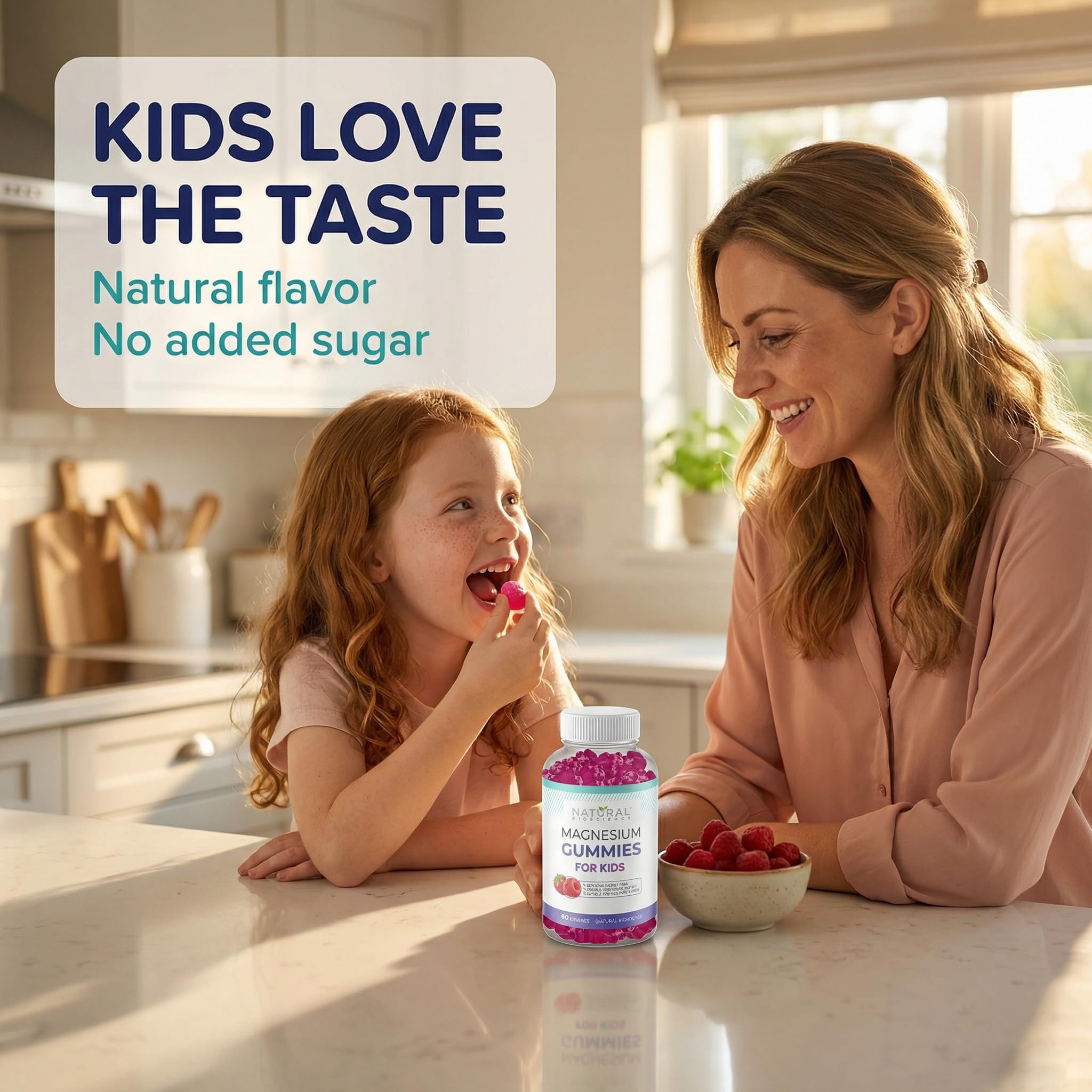 Natural BioScience Kids Magnesium Gummies back view with nutritional information