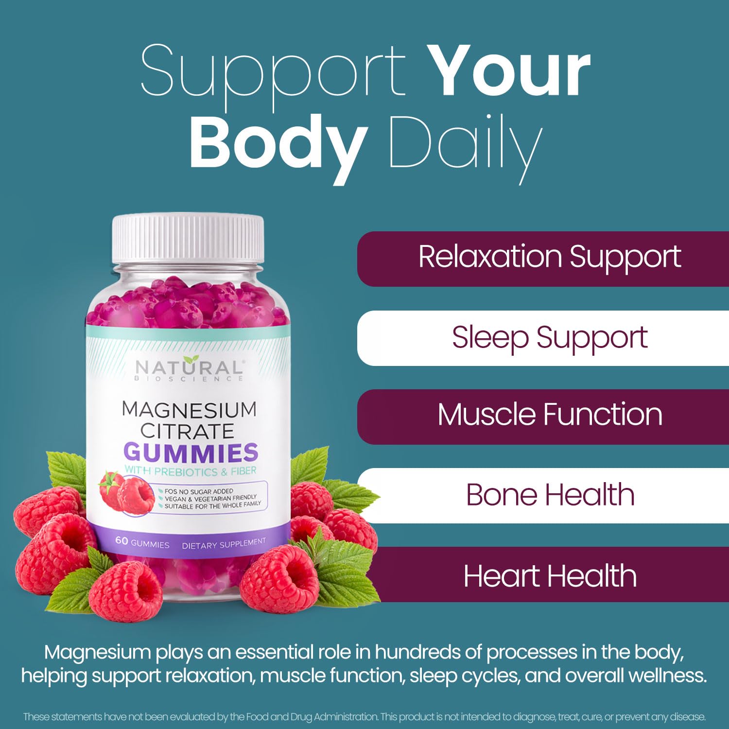 Natural BioScience Magnesium Gummies 100mg close-up of gummies