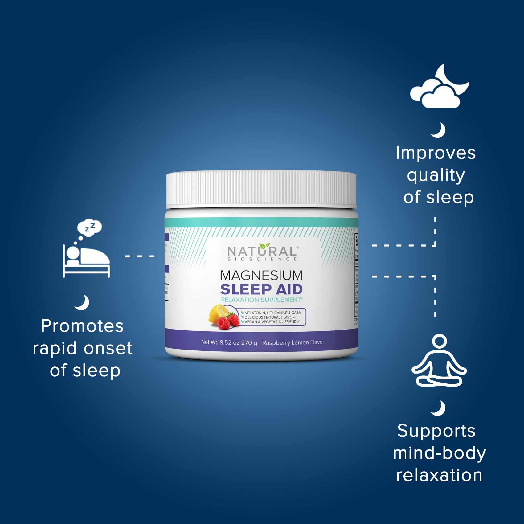 Natural BioScience Magnesium Sleep Night Time Powder with a glass of water