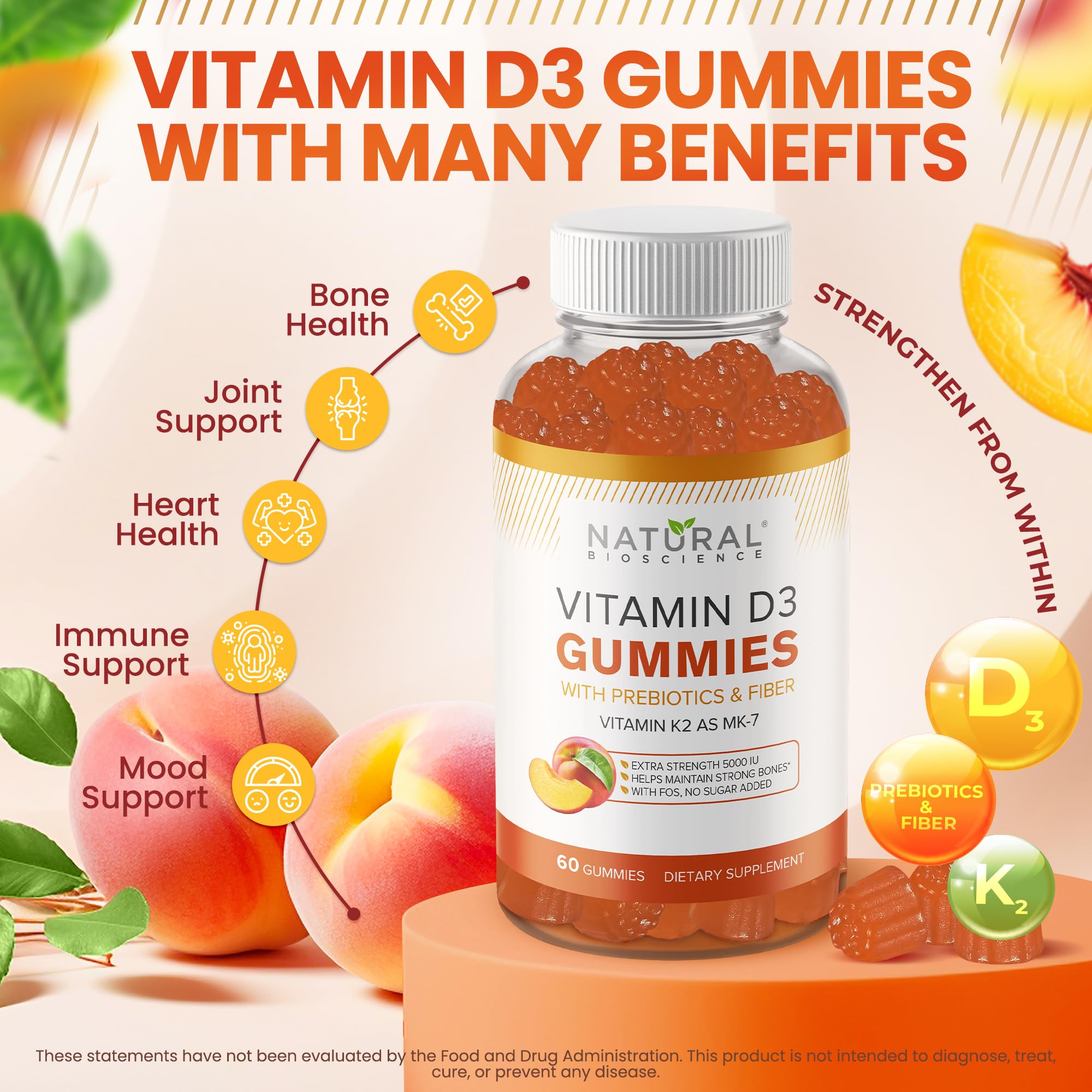 Natural BioScience Vitamin D3 & K2 bottle side view