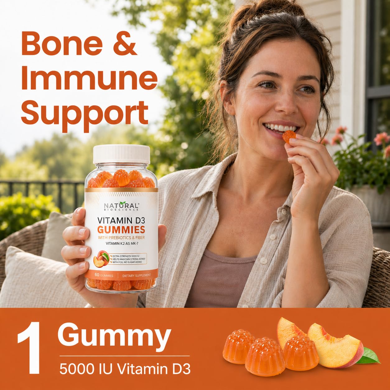 Natural BioScience Vitamin D3 + K2 Gummies with ingredients