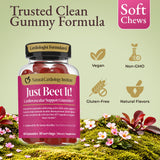 Natural Cardiology Institute Beet Root Gummies on a wooden table