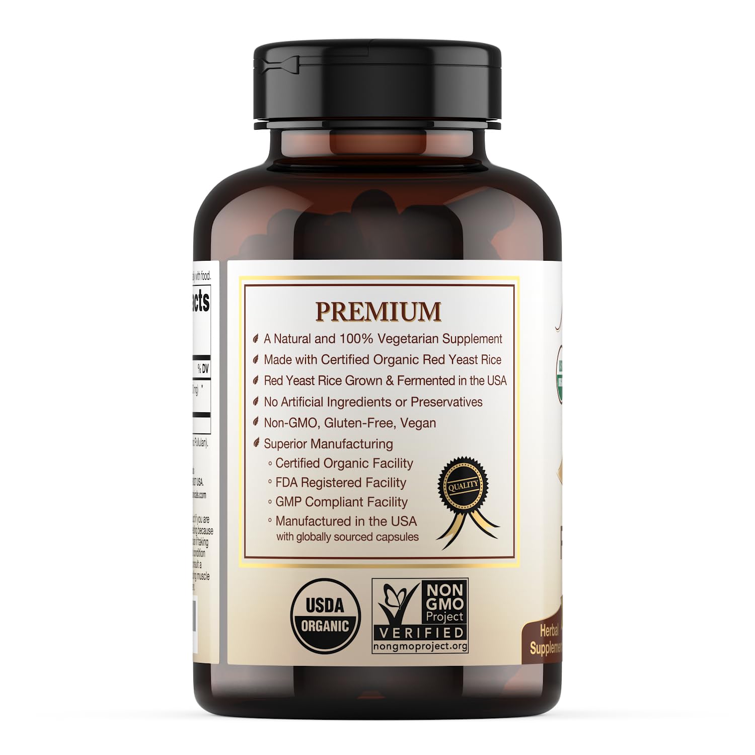 Natural Choice Botanicals Red Yeast Rice 600mg capsules on a wooden surface