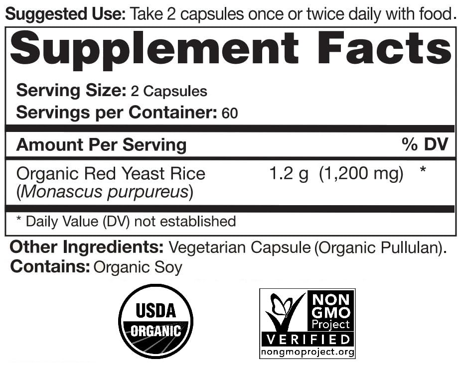 Natural Choice Botanicals Red Yeast Rice 600mg capsules side view