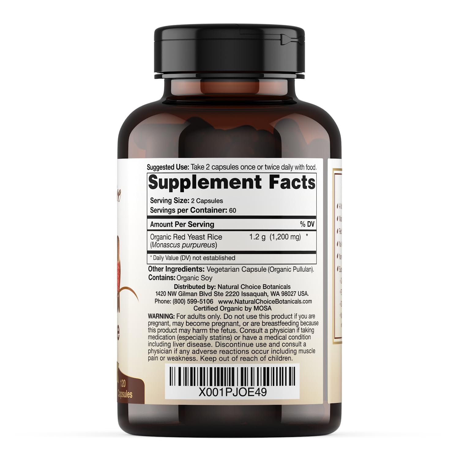 Natural Choice Botanicals Red Yeast Rice 600mg capsules with measuring spoon
