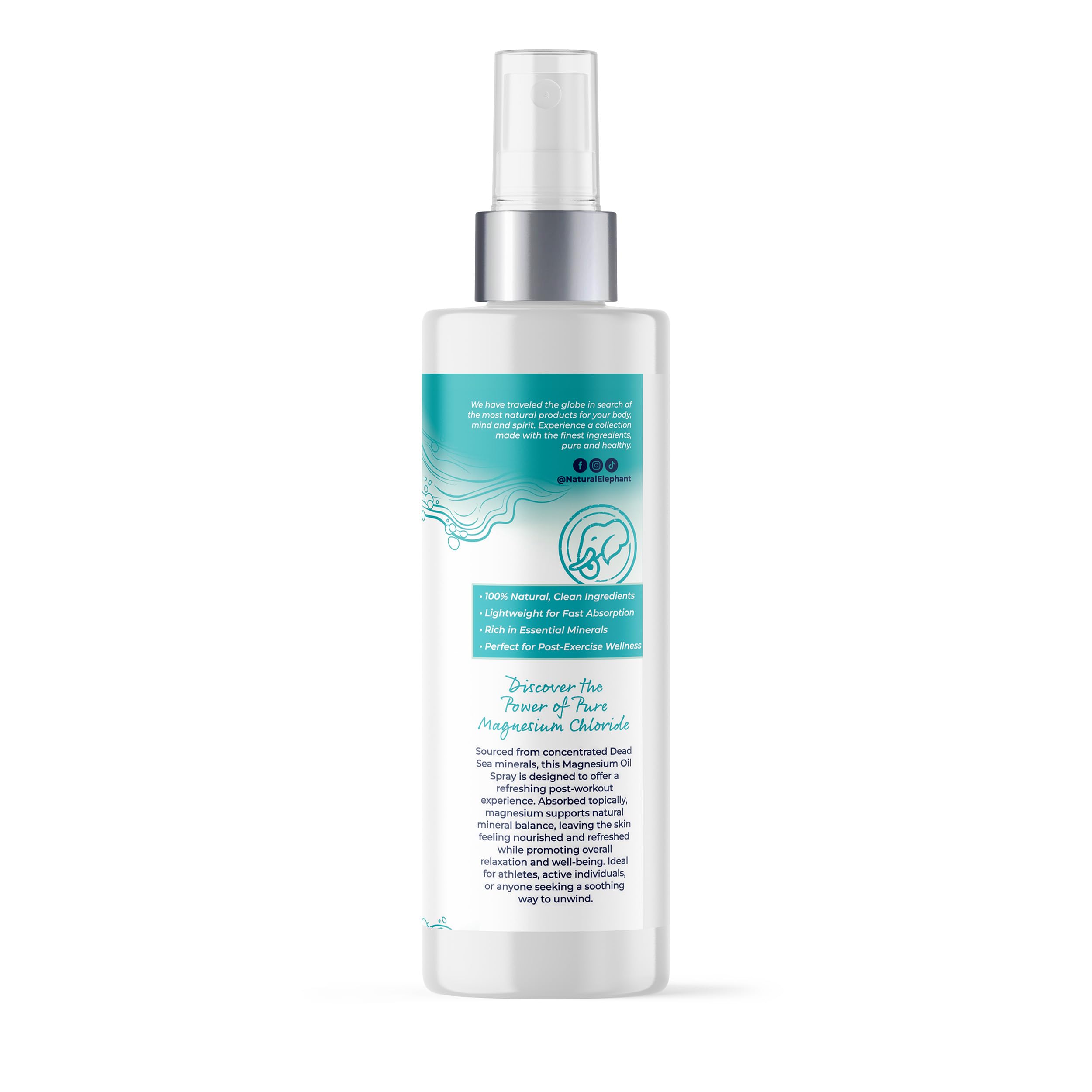 Natural Elephant Magnesium Oil 240g on a bathroom shelf