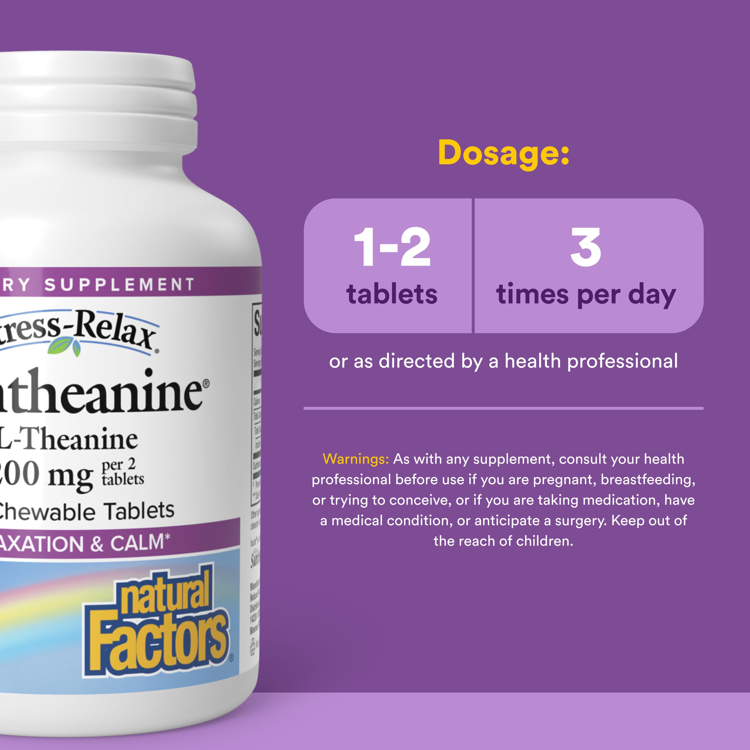 Natural Factors 5-HTP supplement side view with label