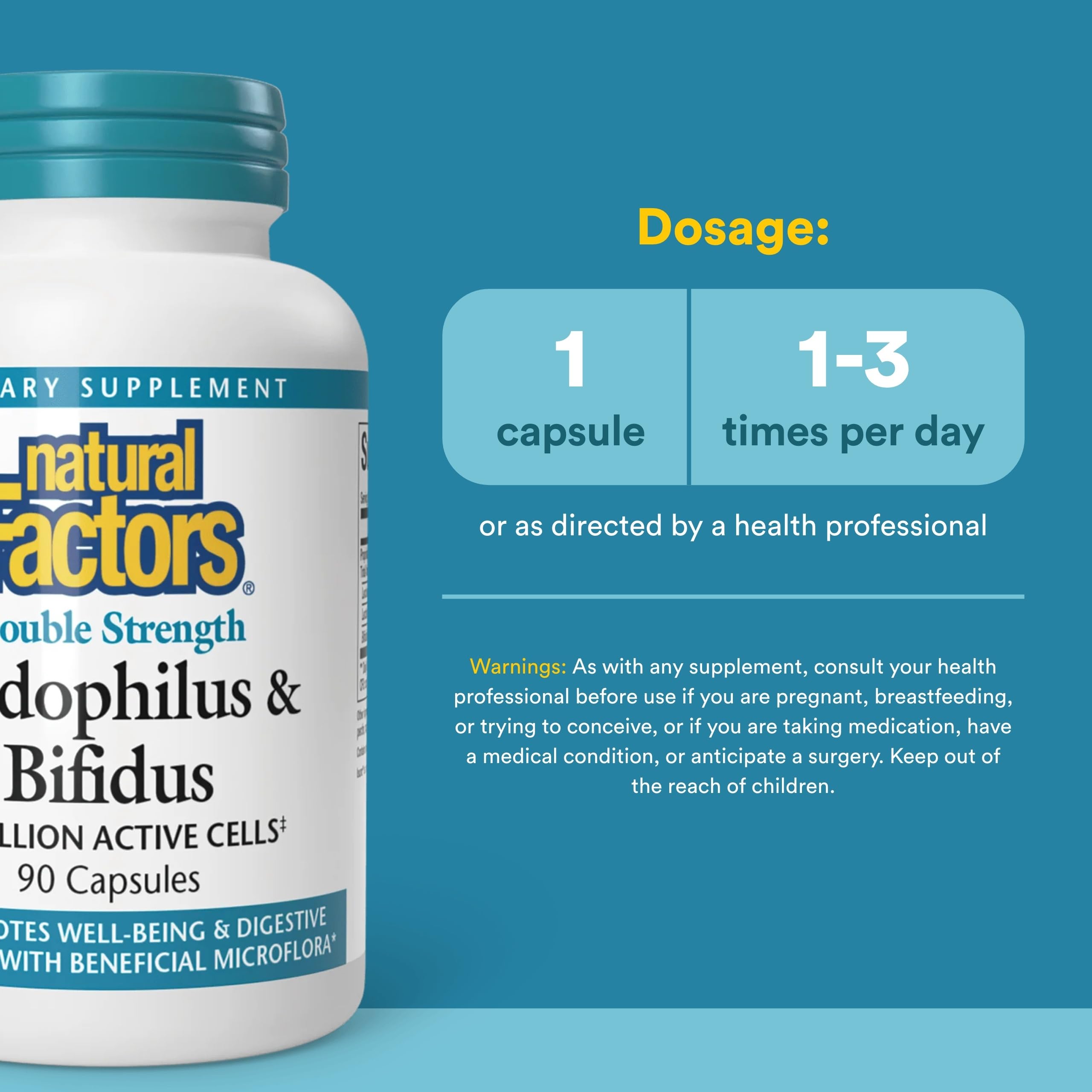 Natural Factors Acidophilus Bifidus Probiotic Capsules packaging