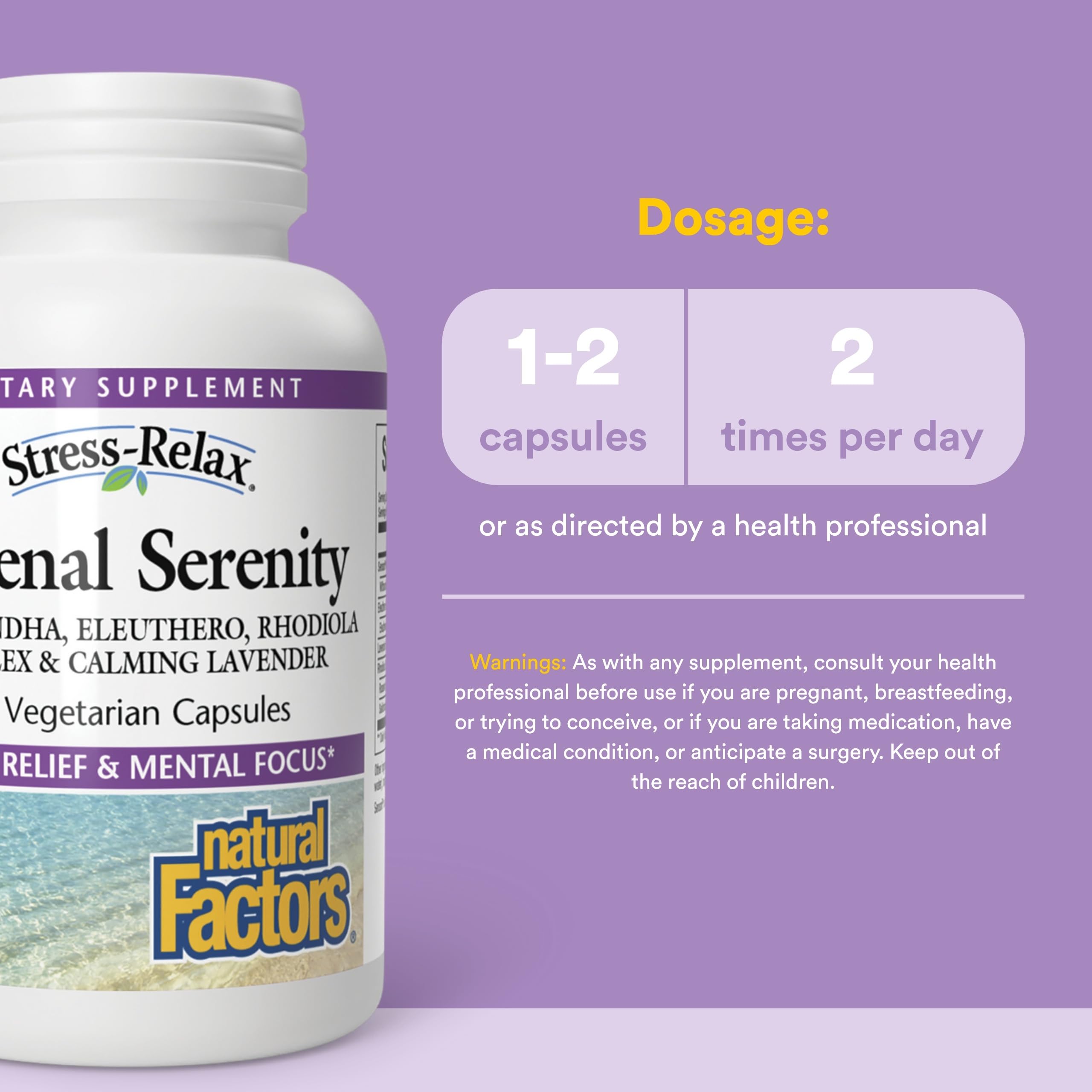 Natural Factors Adrenal Extracts 59g back view with ingredient list