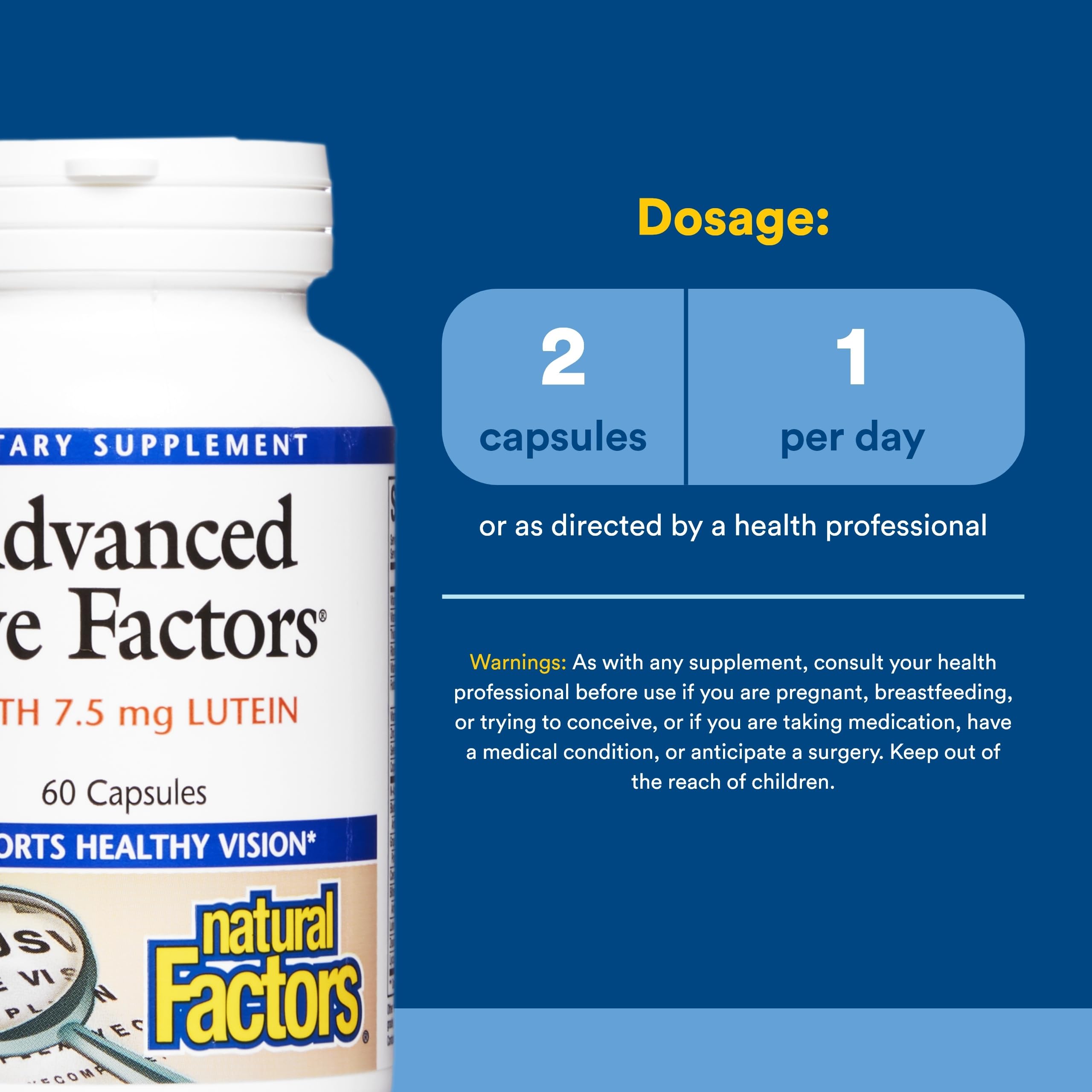 Natural Factors Advanced Eye Factors packaging with ingredients list