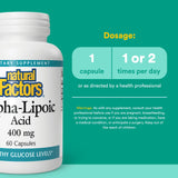 Natural Factors Alpha-Lipoic Acid 400 mg supplement back view