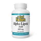 Natural Factors Alpha-Lipoic Acid 400 mg supplement front view