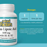 Natural Factors Alpha-Lipoic Acid 600 mg supplement back view