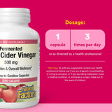 Natural Factors Apple Cider Vinegar Capsules 500mg bottle with label