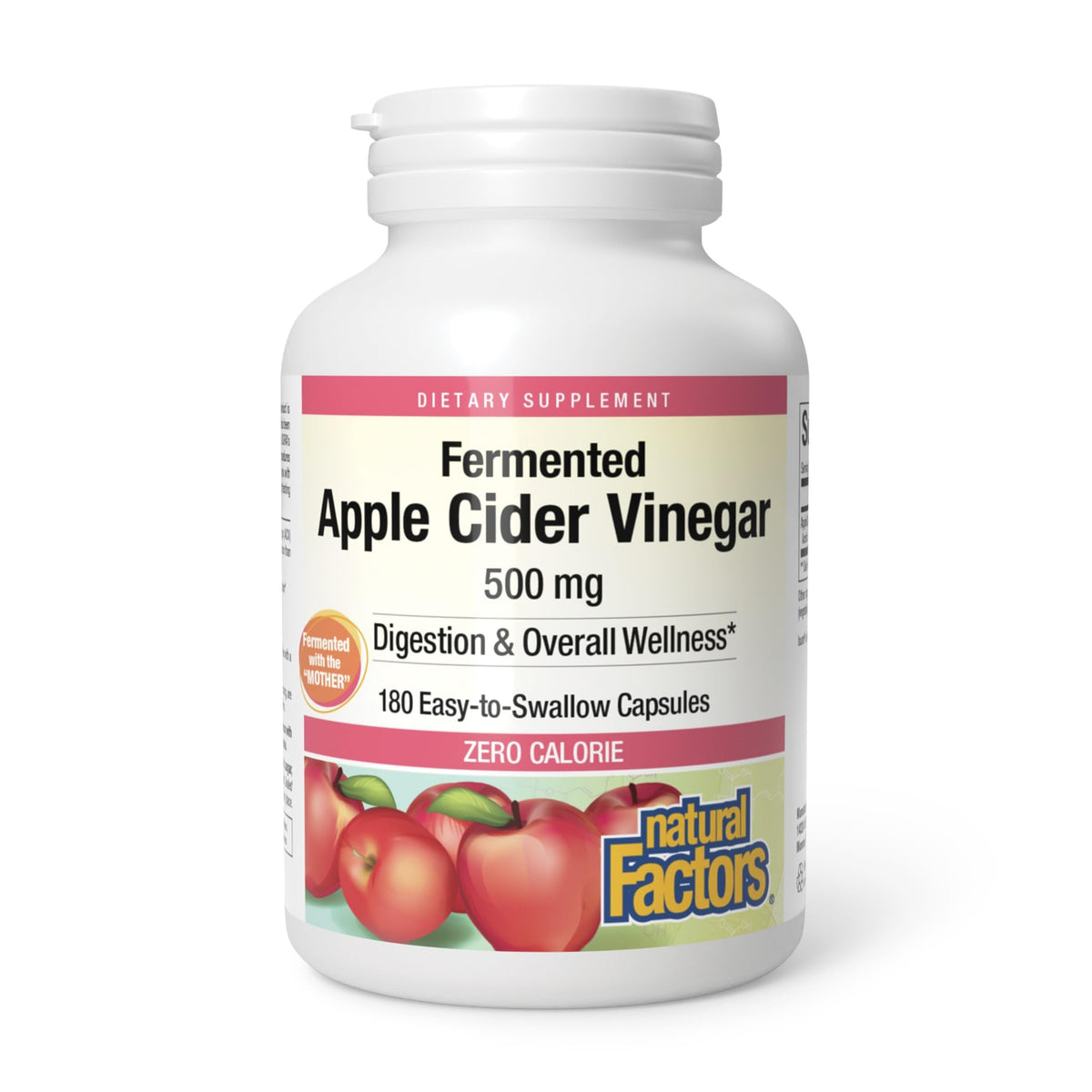 Natural Factors Apple Cider Vinegar Capsules 500mg front view