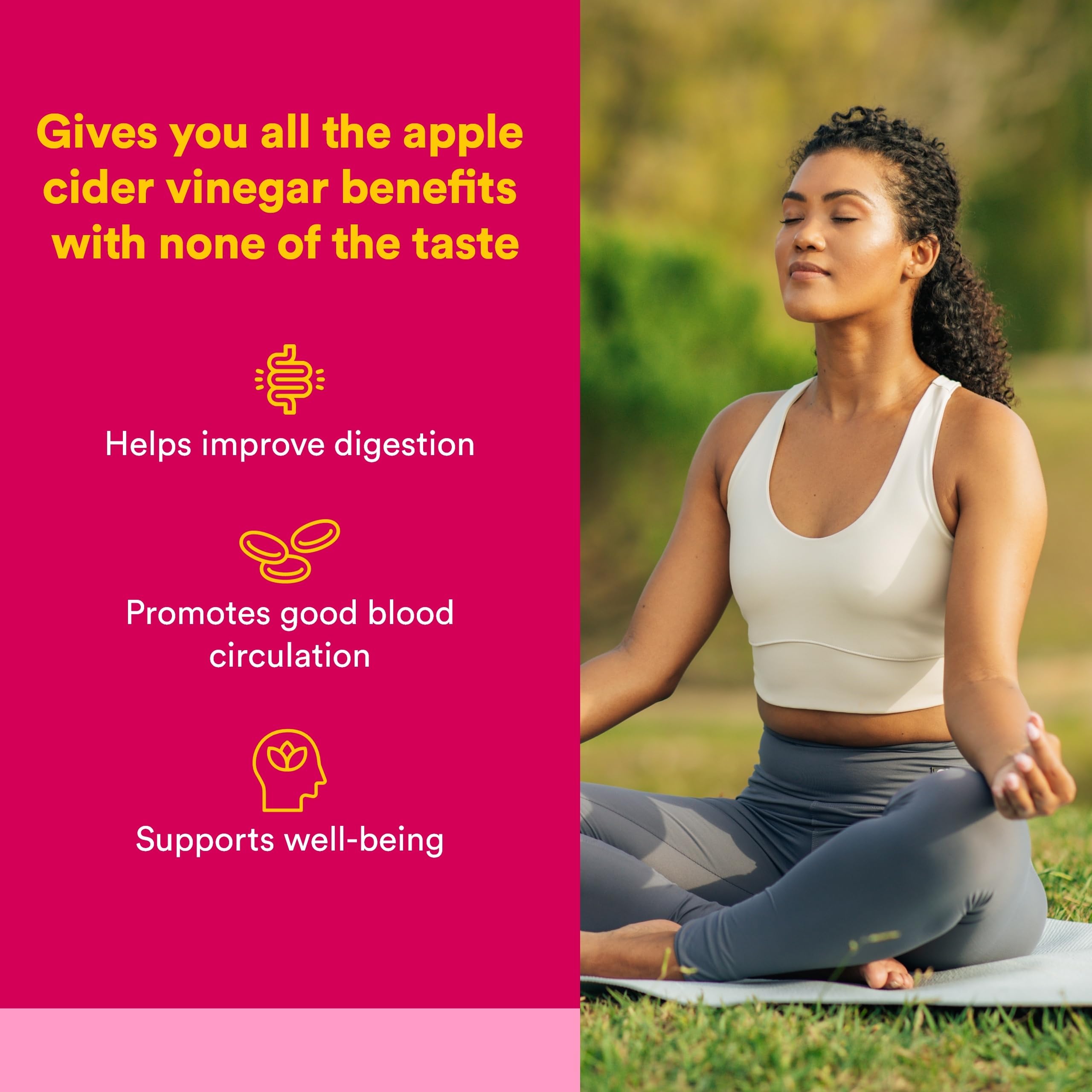 Natural Factors Apple Cider Vinegar Capsules 500mg side view