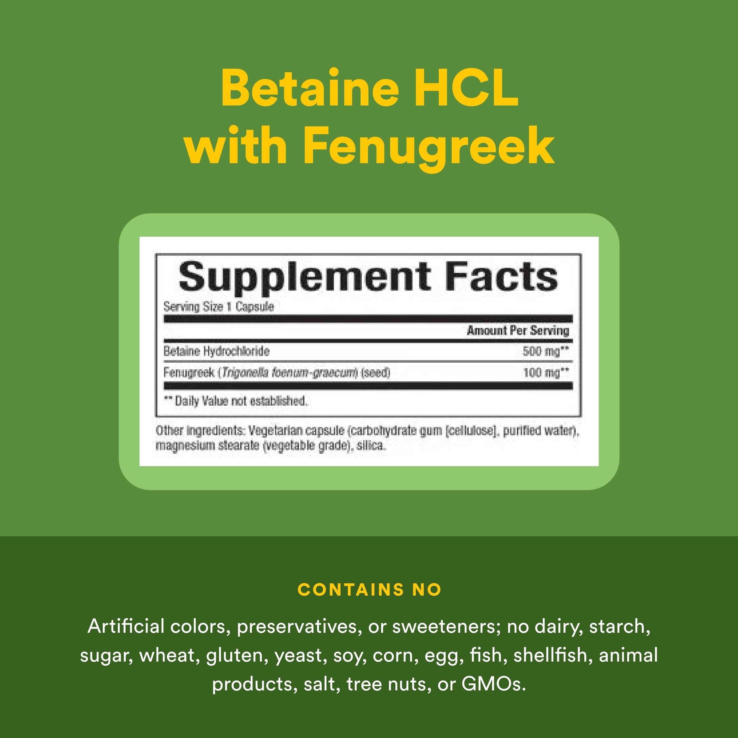 Natural Factors Betaine HCL 500mg supplement capsules
