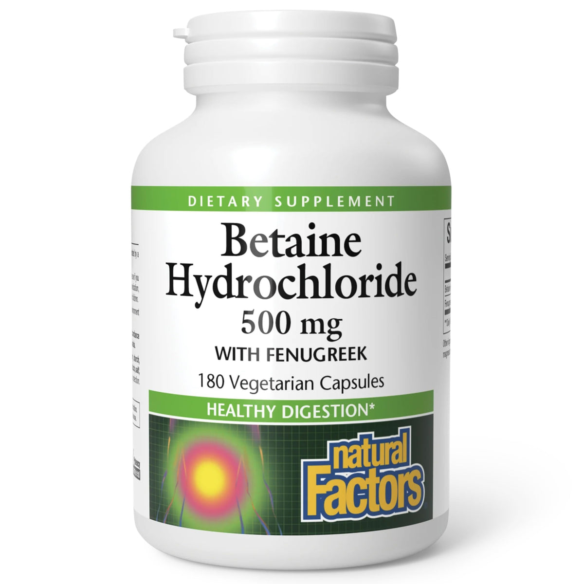 Natural Factors Betaine HCL 500mg supplement front view