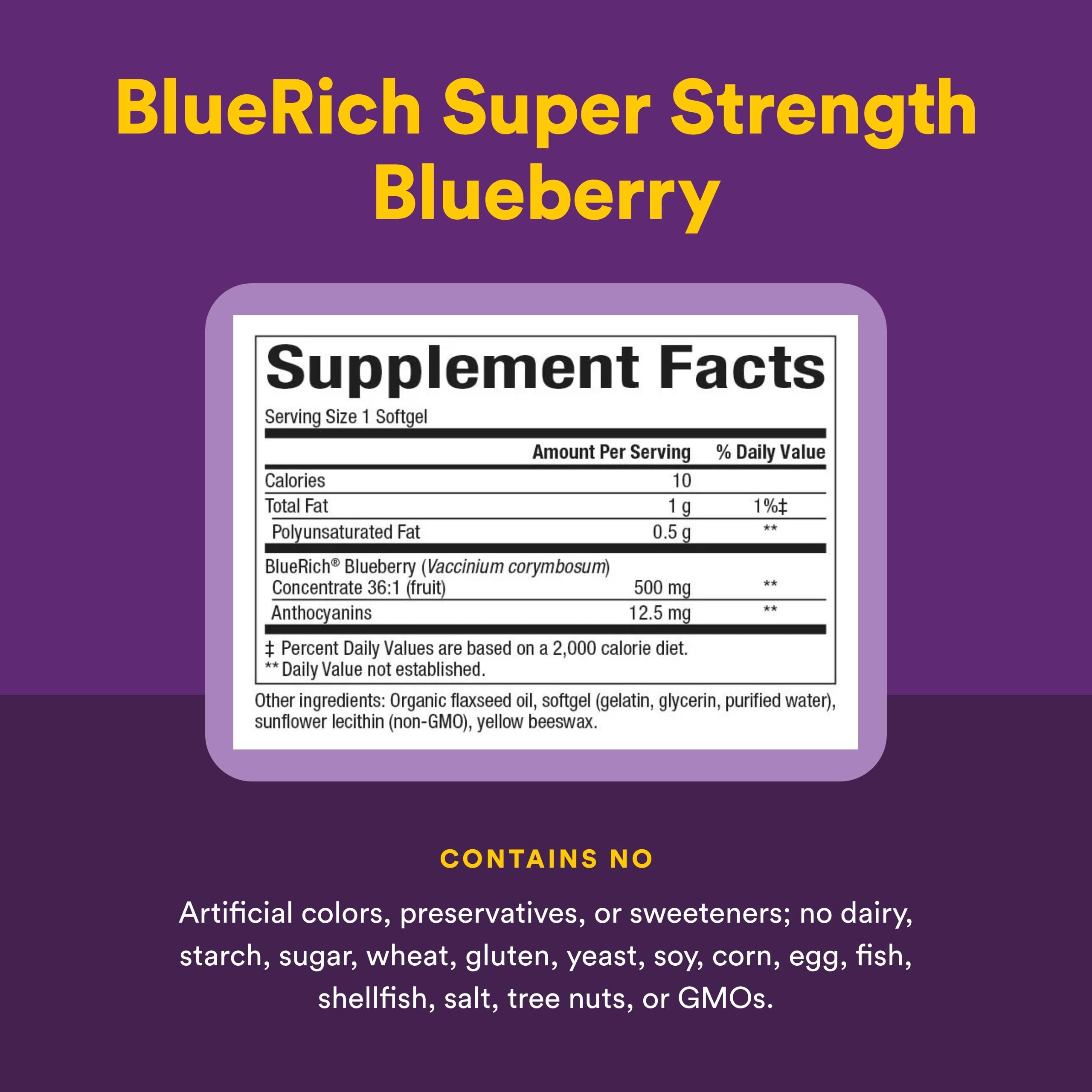 Natural Factors BlueRich Blueberry Concentrate softgel with blueberries