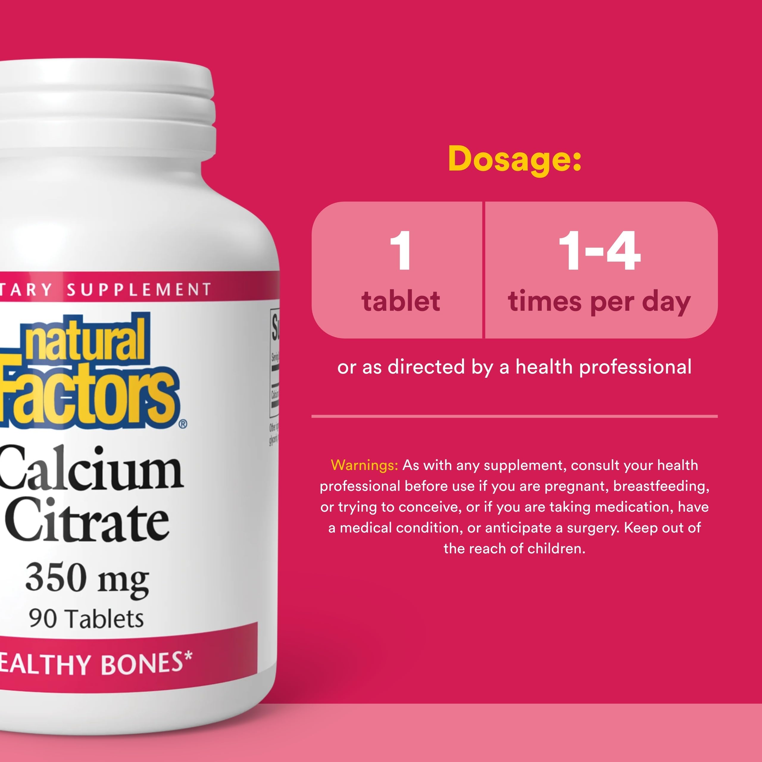 Natural Factors Calcium Citrate 350mg supplement bottle with label