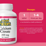 Natural Factors Calcium Citrate 350mg supplement bottle with label