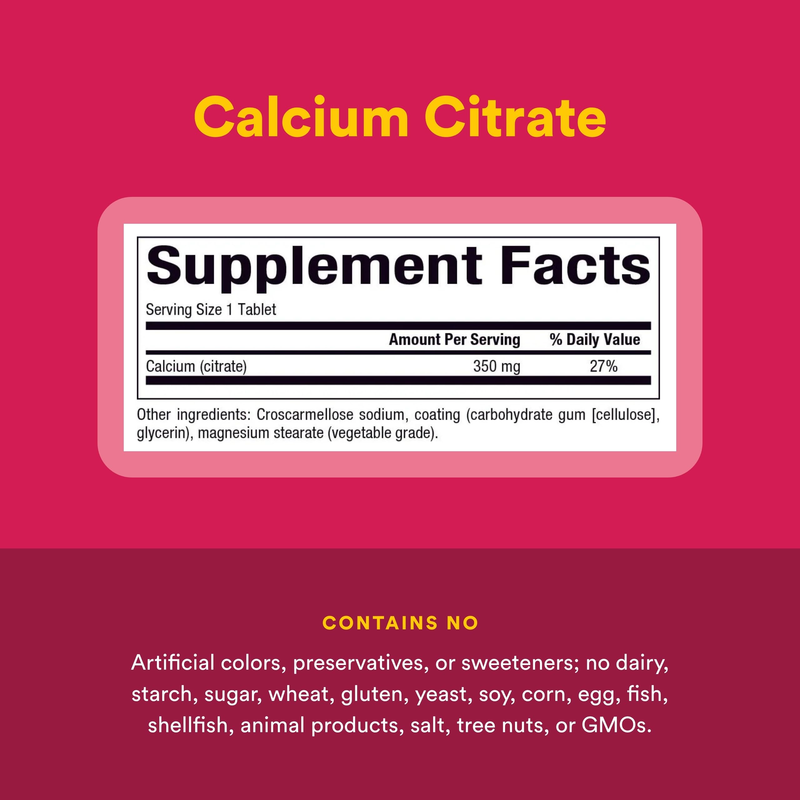 Natural Factors Calcium Citrate 350mg tablets on a wooden surface
