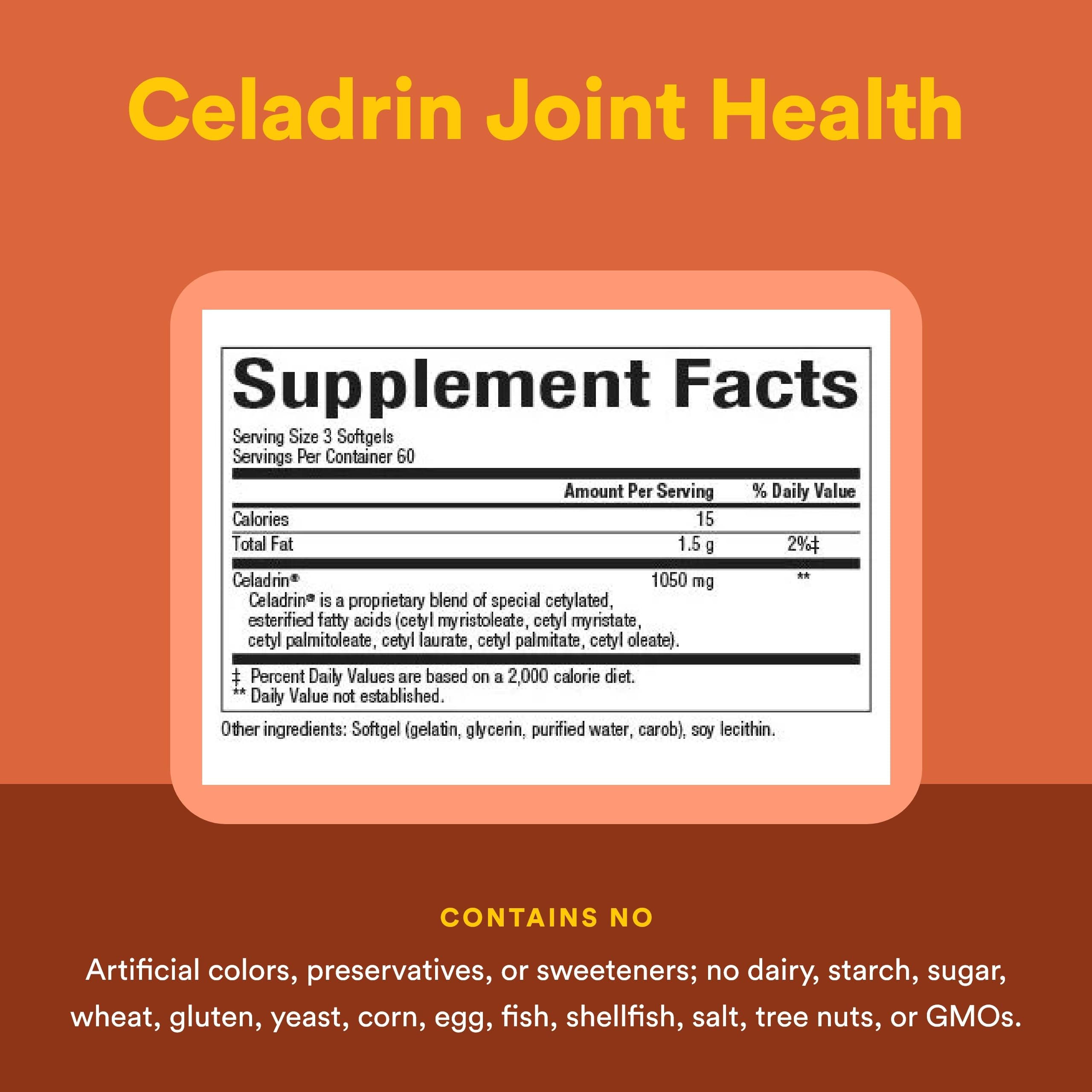 Natural Factors Celadrin 1050mg softgels on a wooden table