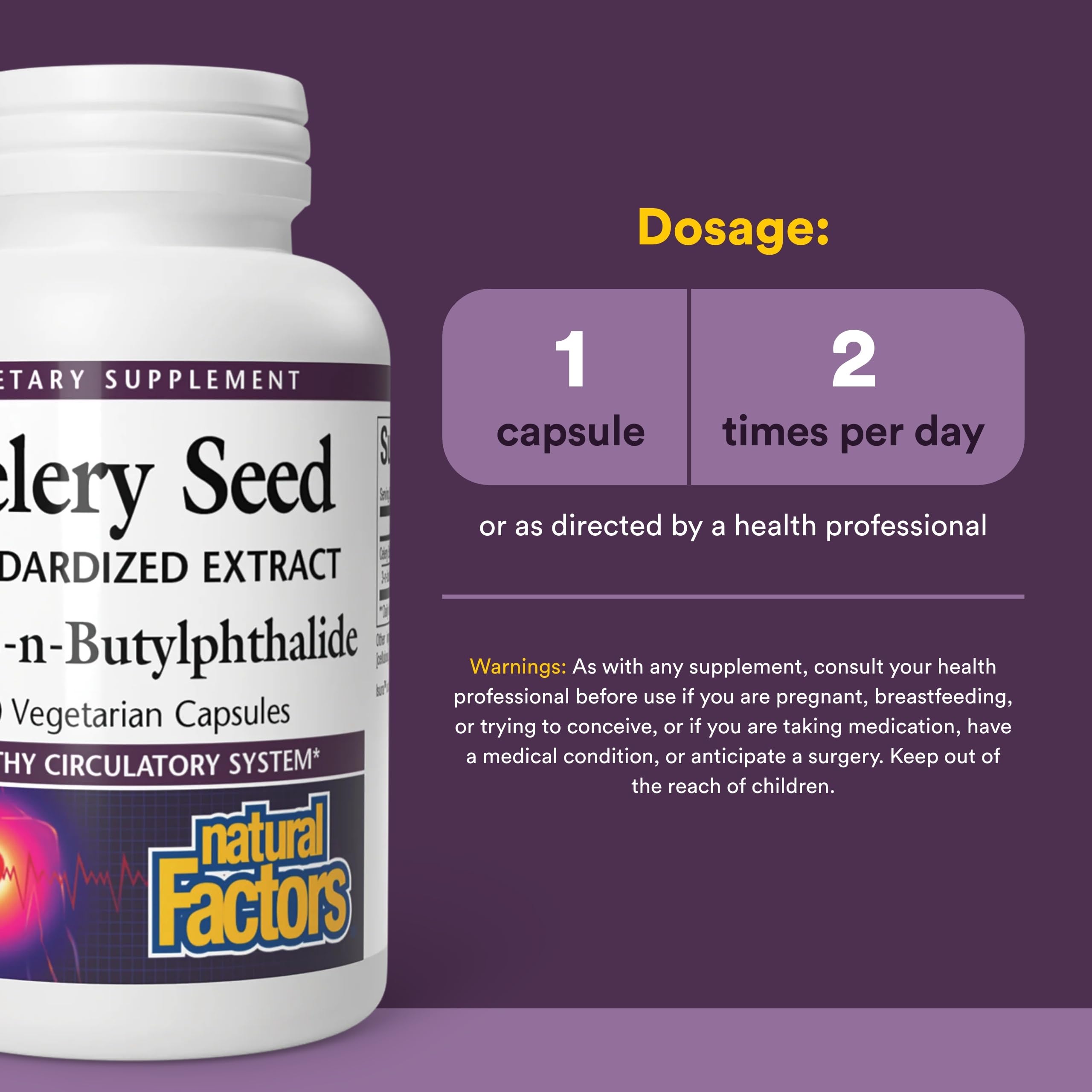 Natural Factors Celery Seed Extract 75mg capsule side view