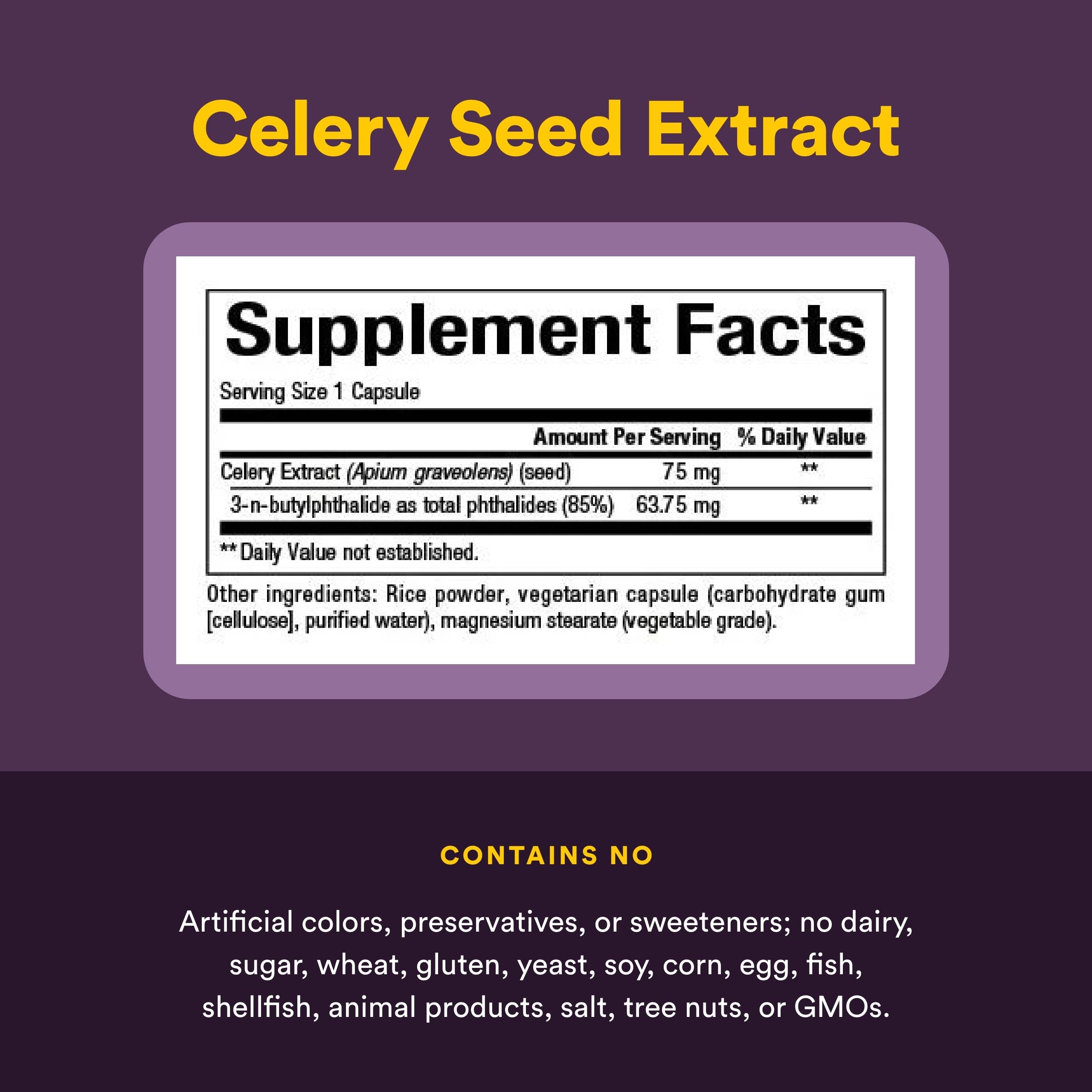 Natural Factors Celery Seed Extract ingredients list