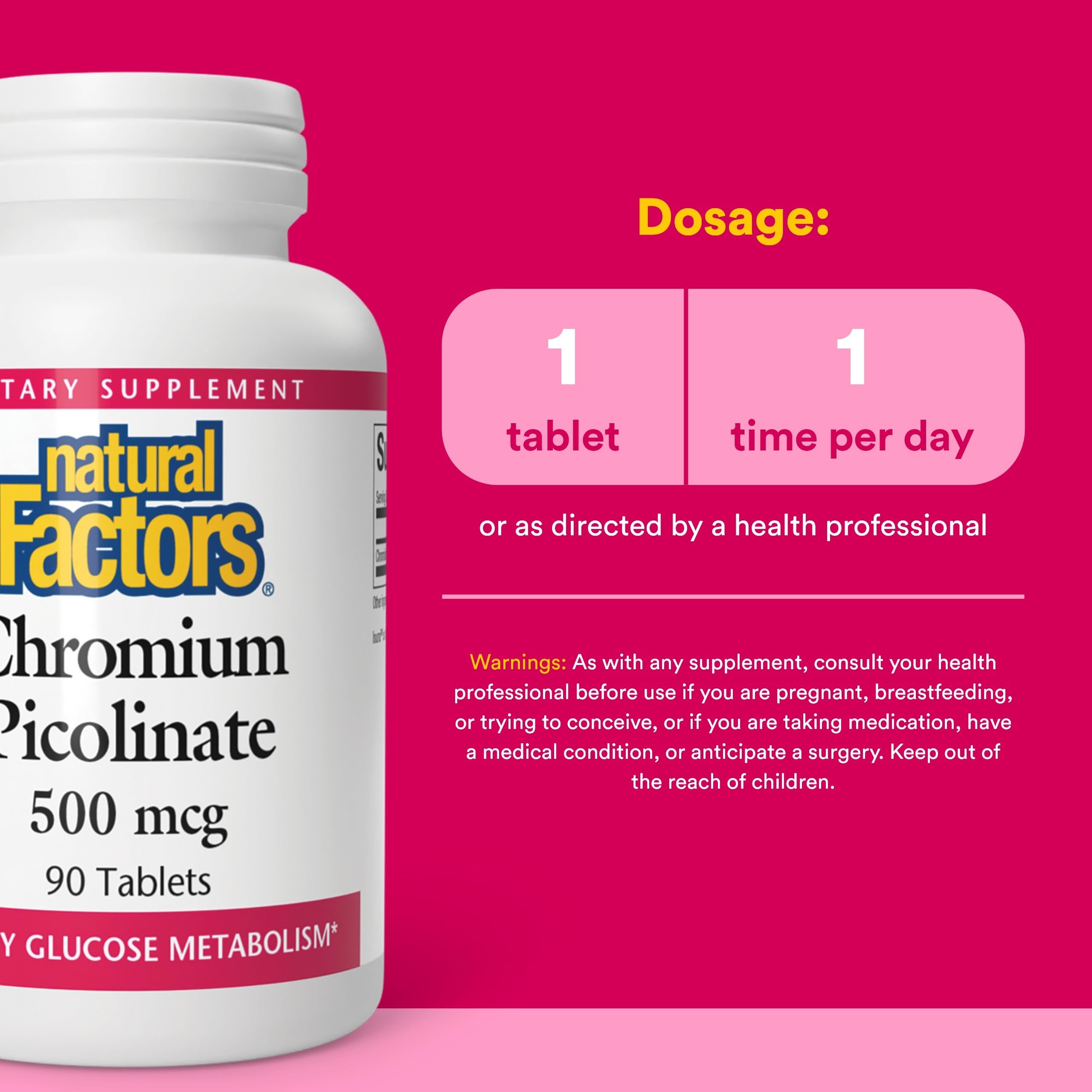 Natural Factors Chromium Picolinate 50g side view